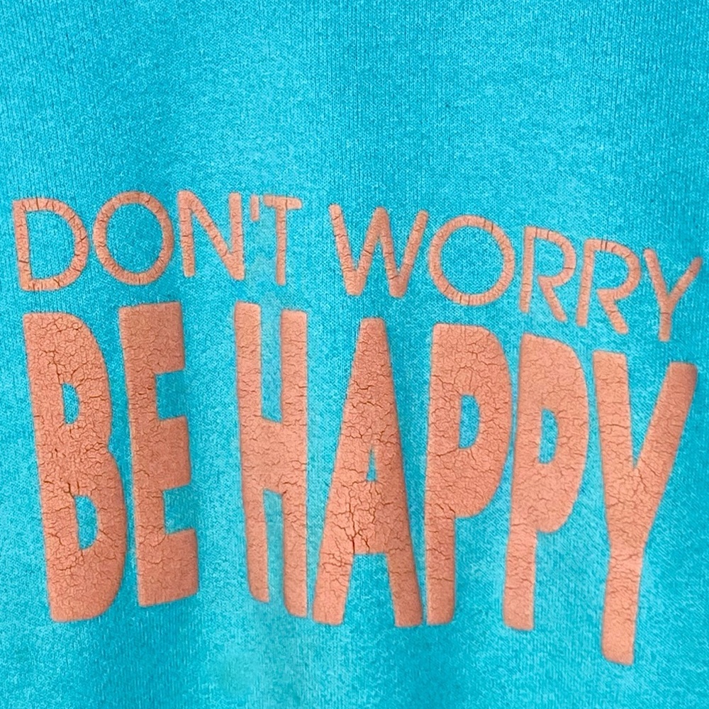 Vintage 80’s Don’t Worry Be Happy Baby Blue Crewneck Sweatshirt Made In USA XL - Picture 3 of 8
